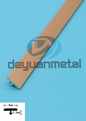 Cấu hình chữ T bằng nhôm vàng có chiều rộng 8 mm Cao 2,5 mm